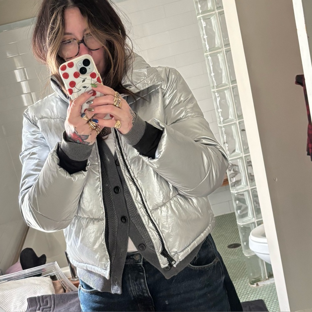 Gap cropped puffer - metallic silver